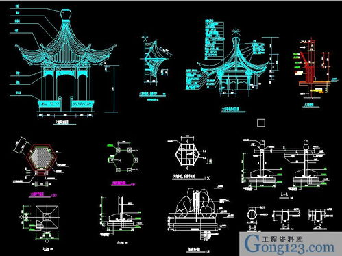 园林cad素材传统园林古建筑之传统六角亭下载 646.89k,rar格式 园林工程