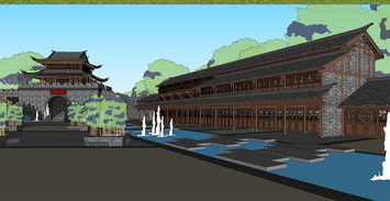 中式仿古公园入口大门建筑中式仿古建筑设计素材 建筑模型模型大全 18731564