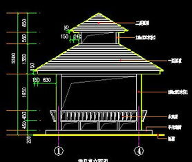 四角重檐亭古建筑施工图纸免费下载 园林古建
