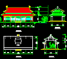 仿古寺庙天王殿建筑设计图纸免费下载 - 园林古建 - 土木工程网
