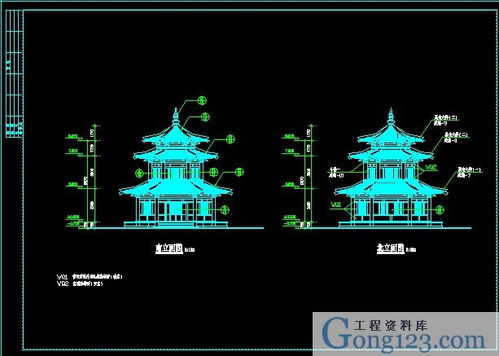 古建仿唐紫云阁施工图一套下载 672.56k,rar格式 园林工程