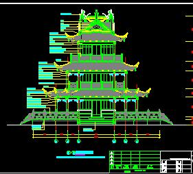 某公园三层望江阁古建筑施工图纸免费下载 园林古建